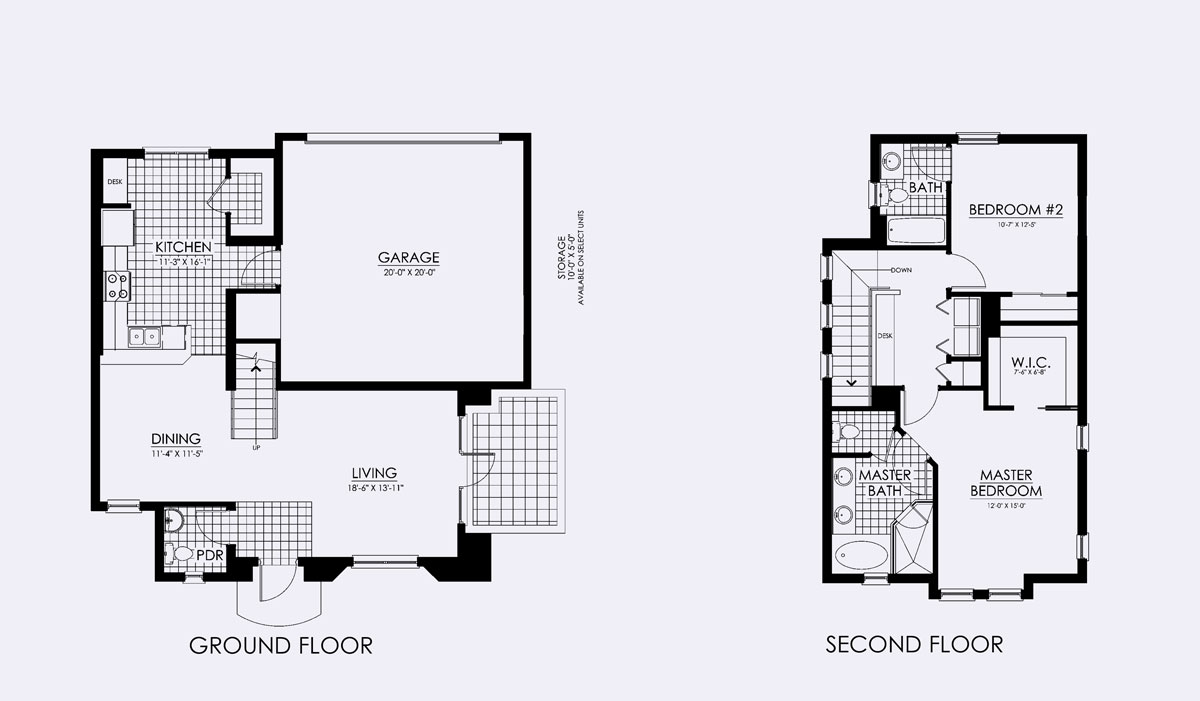 Carmel Floor Plan in Paseo, 2 bedroom, 2 bedroom, 2.5 bath, living room, dining room and 2-car garage
